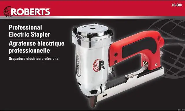 Alt view image 4 of 4 - 10-600 3/16" Crown, 120V, 15-Amp, 20 Gauge Electric Stapler with Carrying Case, Red