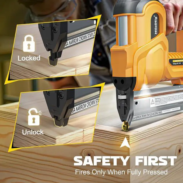 Alt view image 5 of 7 - Brad Nailer for Dewalt 20V Battery (No Battery), 2-in-1 Electric Nail Gun/Staple Gun, 18 Gauge Nail Gun Battery Powered with 1000 Nails for Wood Carpentry, Adjustable Depth, 2 Modes