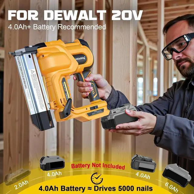 Alt view image 6 of 7 - Brad Nailer for Dewalt 20V Battery (No Battery), 2-in-1 Electric Nail Gun/Staple Gun, 18 Gauge Nail Gun Battery Powered with 1000 Nails for Wood Carpentry, Adjustable Depth, 2 Modes
