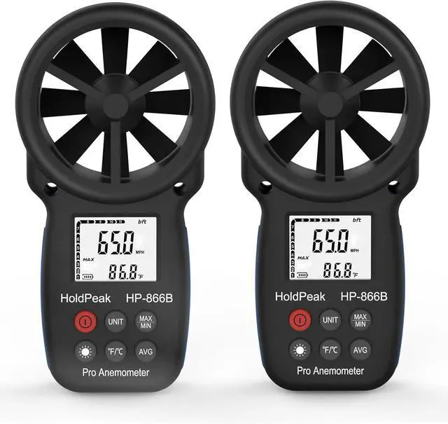 Main image of 866B Handheld Anemometer, Digital Wind Speed Gauge Meter, Air Flow Velocity Temperature CFM Measuring Device for HVAC Outdoor Sailing Shooting Golf