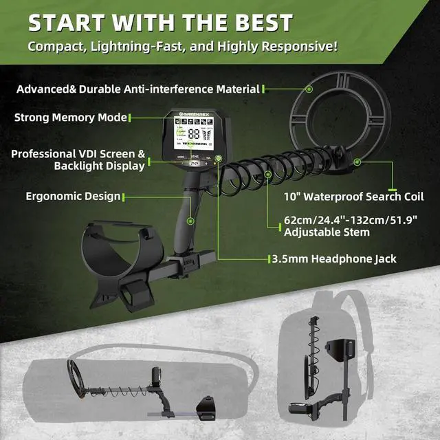 Alt view image 2 of 6 - Metal Detector for Adults Professional, Waterproof Pinpoint, High Accuracy Gold and Silver Detection, Underwater and Beach Use, 10'' IP68 Coil, Bigger LCD, New Advanced DSP Chip