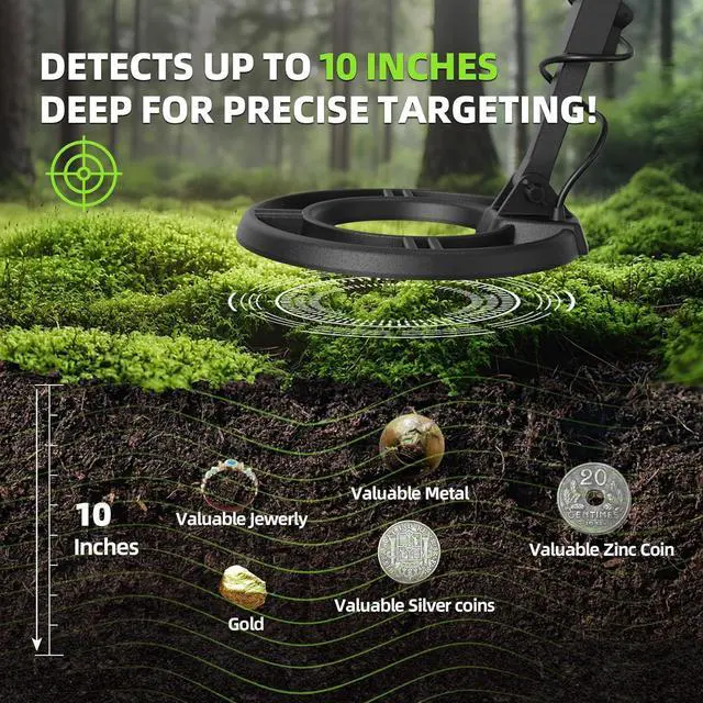 Alt view image 5 of 6 - Metal Detector for Adults Professional, Waterproof Pinpoint, High Accuracy Gold and Silver Detection, Underwater and Beach Use, 10'' IP68 Coil, Bigger LCD, New Advanced DSP Chip