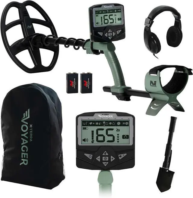 Main image of X-TERRA VOYAGER All-Terrain Pinpointing Adult Metal Detector with Waterproof Coil, 4 Detect Modes, Clear Target ID, Backlit Display (Complete Kit with Headphones, Backpack, Collapsible Digger)