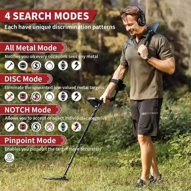 Alt view image 4 of 7 - Upgraded Metal Detector for Adults-Professional Higher Accuracy 9 Gold Detector with LCD Display, Advanced DSP Chip with 12'' Detection Depth