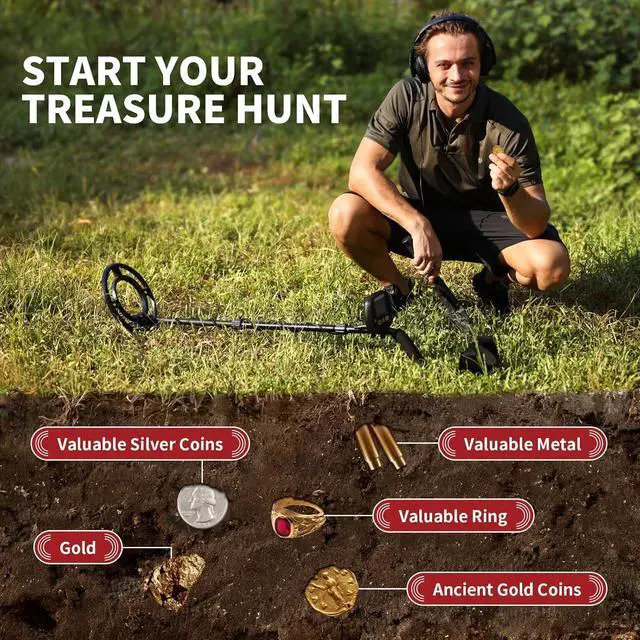 Alt view image 7 of 7 - Upgraded Metal Detector for Adults-Professional Higher Accuracy 9 Gold Detector with LCD Display, Advanced DSP Chip with 12'' Detection Depth