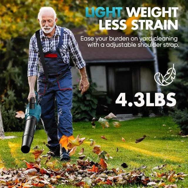 Alt view image 5 of 7 - 580CFM/160MPH & 3 Speed Levels Electric Leaf Blower with 2 x 4.0Ah Battery and Charger, Extension Tube Blower for Lawn Care, Yard, Garage, Blowing Leaves, Dust or Snow, Blue