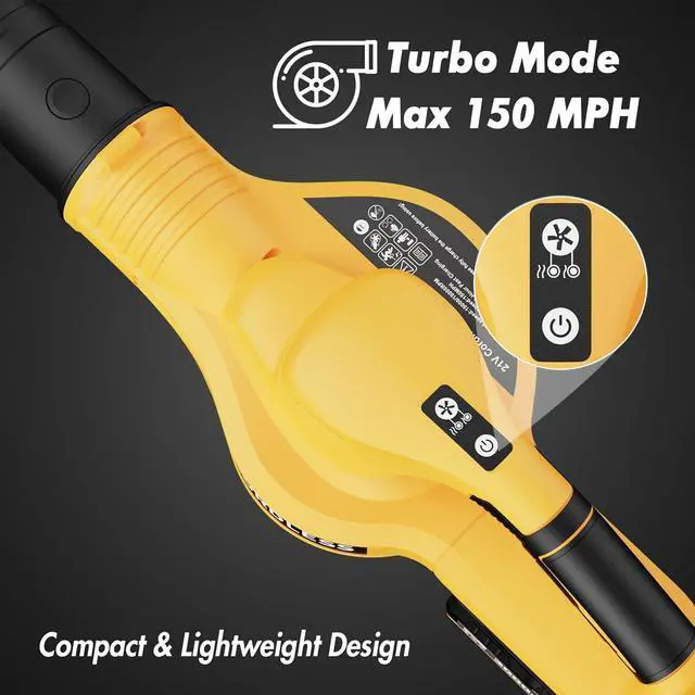 Alt view image 3 of 7 - Cordless with 2 Batteries and Charger, 21V Electric Leaf Blower with 2 Speed Modes, 2.0Ah Lightweight Battery Powered Blowers for Lawn Care, Patio, Blowing Leaves