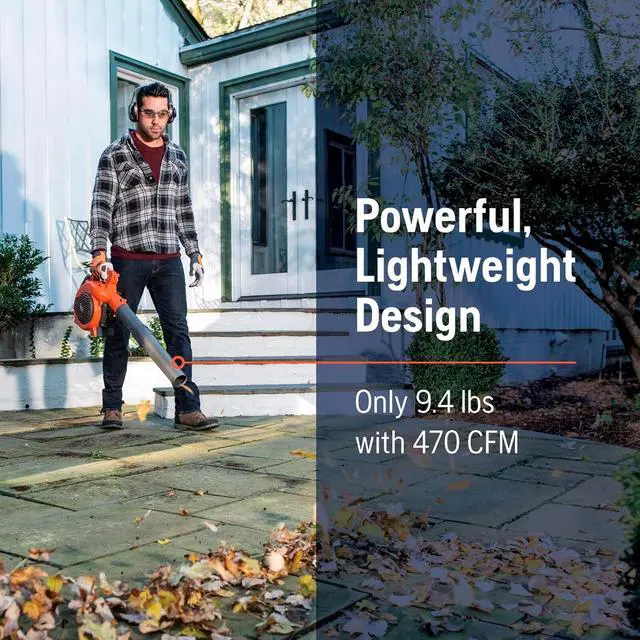 Alt view image 3 of 7 - 125B Gas Leaf Blower, 28-cc 1.1-HP 2-Cycle Handheld Leaf Blower, 470-CFM, 170-MPH, 12.5-N Powerful Clearing Performance and Ergonomic Design, Orange