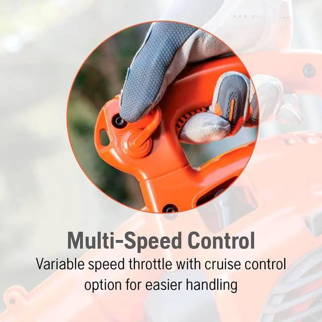Alt view image 4 of 7 - 125B Gas Leaf Blower, 28-cc 1.1-HP 2-Cycle Handheld Leaf Blower, 470-CFM, 170-MPH, 12.5-N Powerful Clearing Performance and Ergonomic Design, Orange