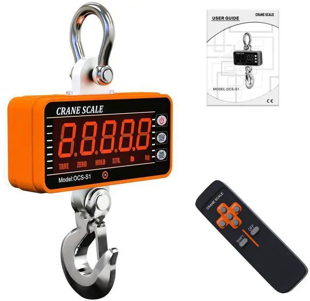 Main image of 1000kg/2000lb Digital Crane Scale Heavy-Duty Industrial Hanging Scale with Remote Control Smart Type LED Display CE Certified Electronic Weighing Crane Scale (Orange)