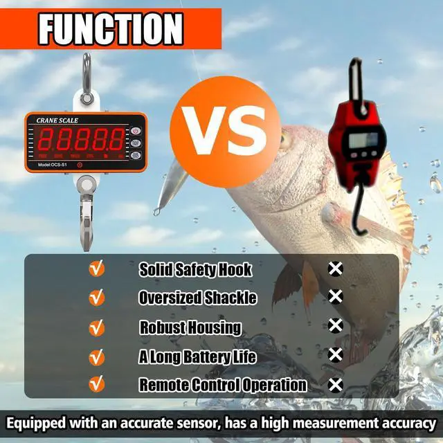 Alt view image 6 of 7 - 1000kg/2000lb Digital Crane Scale Heavy-Duty Industrial Hanging Scale with Remote Control Smart Type LED Display CE Certified Electronic Weighing Crane Scale (Orange)