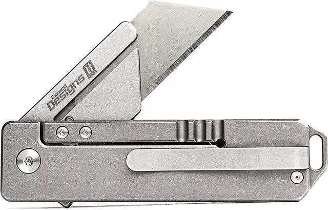 Main image of Designs TIRANT RAZOR V3 (Stonewashed) 6Al-4V Titanium Utility Knife & EDC Pocket Knife, Box Cutter, Razor Blade EDC Tool