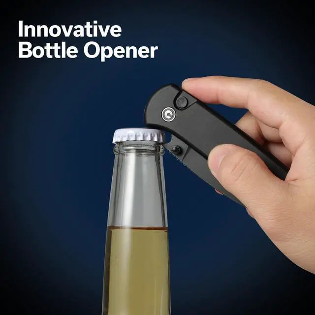 Alt view image 3 of 7 - Pocket Folding Knife- Button Lock Knife with Thumb Stud Opener for EDC, 2.98" 14C28N Blade Aluminum Handle, Qubit Utility Knife for Men Women Gift C22030E-1