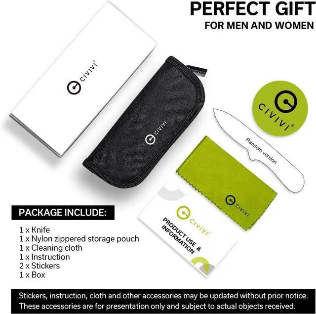 Alt view image 7 of 7 - Pocket Folding Knife- Button Lock Knife with Thumb Stud Opener for EDC, 2.98" 14C28N Blade Aluminum Handle, Qubit Utility Knife for Men Women Gift C22030E-1