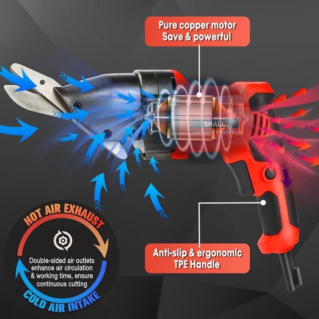 Alt view image 5 of 7 - Electric Fiber Cement Siding Shear, 4.8-Amp Hardie Board Cutter with 360 Degree Swivel Head, Variable Speed & Continuous Cutting, for Cutting Cement Board, Tile Board, Backer board, 2700 SPM