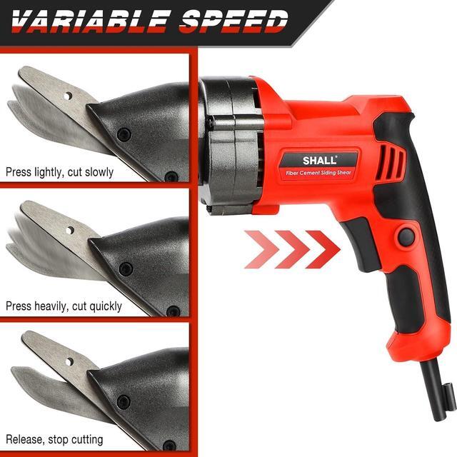 Alt view image 6 of 7 - Electric Fiber Cement Siding Shear, 4.8-Amp Hardie Board Cutter with 360 Degree Swivel Head, Variable Speed & Continuous Cutting, for Cutting Cement Board, Tile Board, Backer board, 2700 SPM