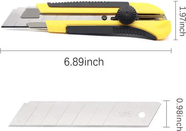 Alt view image 4 of 7 - 24 Pack Utility Knife, Retractable Box Cutter for Cartons, Cardboard and Boxes, 25mm Wider Razor Sharp Blade, Smooth Mechanism, Perfect for Office and Home use