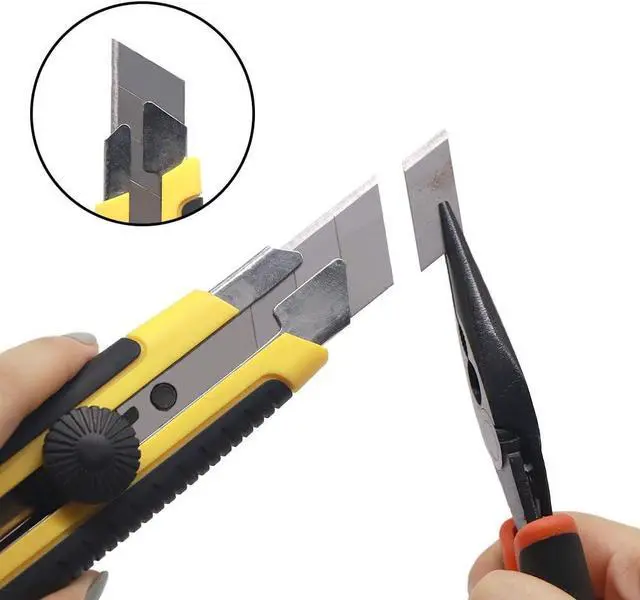 Alt view image 5 of 7 - 24 Pack Utility Knife, Retractable Box Cutter for Cartons, Cardboard and Boxes, 25mm Wider Razor Sharp Blade, Smooth Mechanism, Perfect for Office and Home use