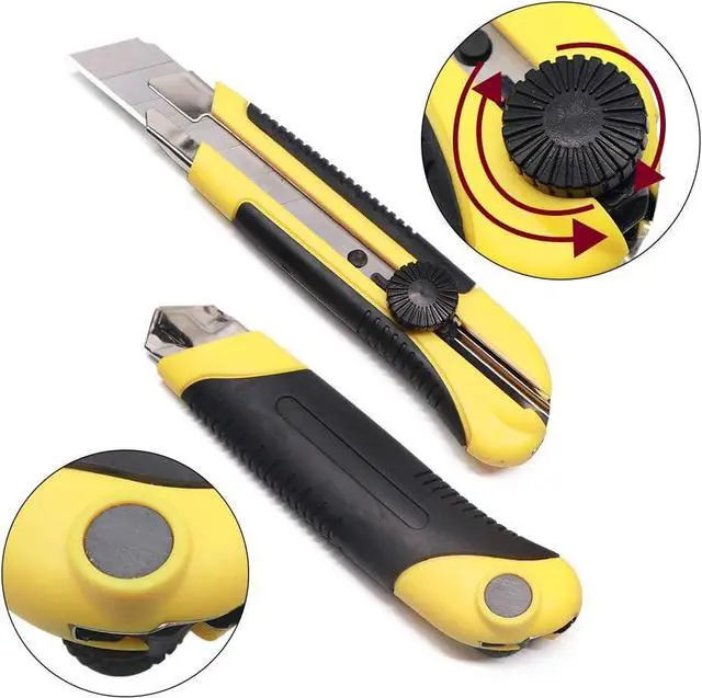 Alt view image 6 of 7 - 24 Pack Utility Knife, Retractable Box Cutter for Cartons, Cardboard and Boxes, 25mm Wider Razor Sharp Blade, Smooth Mechanism, Perfect for Office and Home use