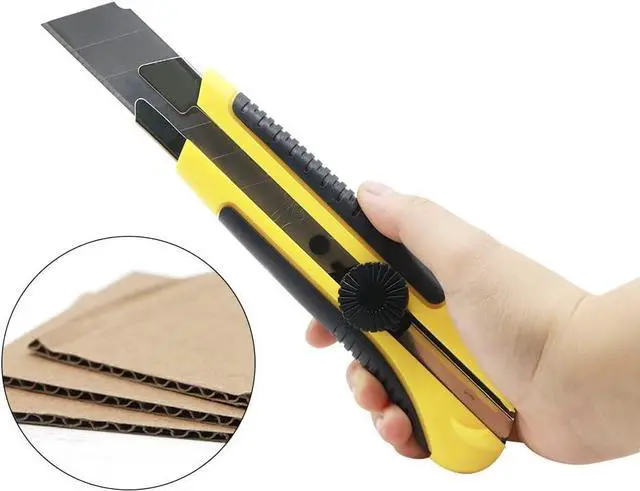 Alt view image 7 of 7 - 24 Pack Utility Knife, Retractable Box Cutter for Cartons, Cardboard and Boxes, 25mm Wider Razor Sharp Blade, Smooth Mechanism, Perfect for Office and Home use