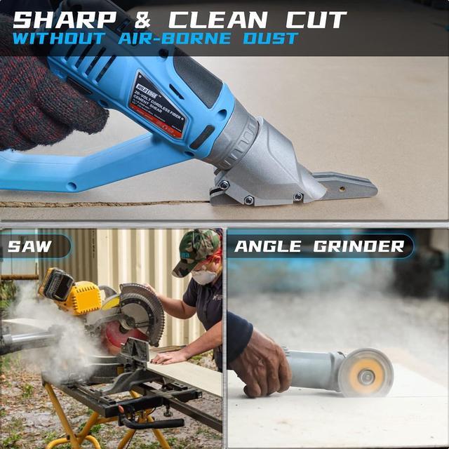 Alt view image 5 of 7 - Wild Edge Cordless Cement Board Cutter, 20V Max Battery Powered Hardie Board Cutter for Fiber Cement Siding, Tile Backer Board with 360 Degree Swivel Head, 4.0 AH Lithium-Ion Battery and Charger