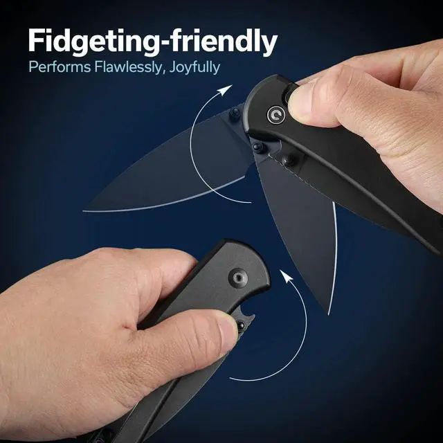 Alt view image 5 of 7 - Pocket Folding Knife- Button Lock Knife with Thumb Stud Opener for EDC, 2.98" 14C28N Blade Aluminum Handle, Qubit Utility Knife for Men Women Gift C22030E-1