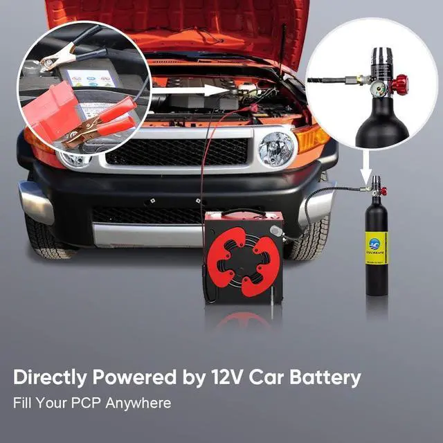 Alt view image 3 of 7 - CS3 PCP Air Compressor, Auto-Stop,Oil-Free, Built-in Water-Oil Separator Filter, Powered by Car 12V DC or Home 110V AC w/Converter,4500Psi/30Mpa,Paintball Air Compressor Pump
