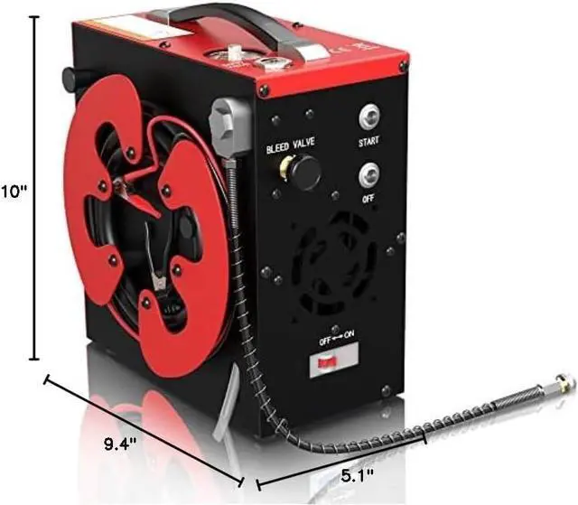 Alt view image 7 of 7 - CS3 PCP Air Compressor, Auto-Stop,Oil-Free, Built-in Water-Oil Separator Filter, Powered by Car 12V DC or Home 110V AC w/Converter,4500Psi/30Mpa,Paintball Air Compressor Pump