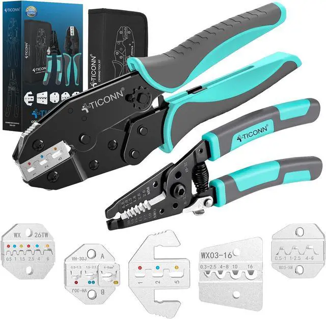 Main image of Crimping Tool for Heat Shrink Connectors - Ratcheting Wire Crimper - Crimping Pliers - Ratchet Terminal Crimper - Wire Crimp Tool (Combo Kit)