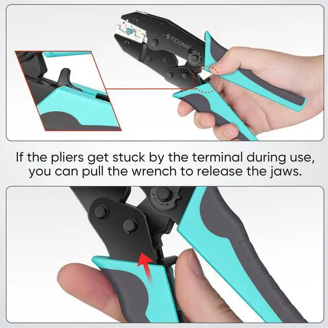 Alt view image 4 of 7 - Crimping Tool for Heat Shrink Connectors - Ratcheting Wire Crimper - Crimping Pliers - Ratchet Terminal Crimper - Wire Crimp Tool (Combo Kit)