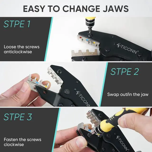 Alt view image 6 of 7 - Crimping Tool for Heat Shrink Connectors - Ratcheting Wire Crimper - Crimping Pliers - Ratchet Terminal Crimper - Wire Crimp Tool (Combo Kit)
