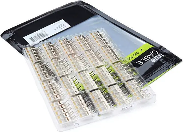 Alt view image 7 of 7 - Cat6/6A RJ45 Pass Through Modular Plugs, Shielded (STP) External Ground Connector, UL Listed, EZ Crimp, Gold Plated 3 Prong 8P8C, 100 Pieces