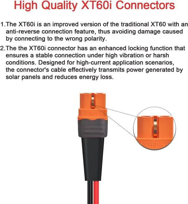 Alt view image 2 of 7 - 10AWG 25FT Solar to XT60i Cable 2 10 25 35 50 75 100FT Solar Connector to XT60i Adapter Cable for Portable Power Station (25FT)