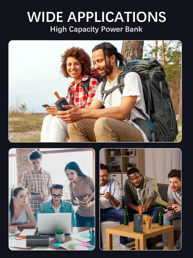 Alt view image 6 of 7 - 80000mAh Power Bank Fast Charging 30W PD & QC 3.0 High Capacity Portable Charger 5 Output 2 Input USB-C Large Battery Pack with LED Display for Phone Tablet Outdoor Camping Travel Office