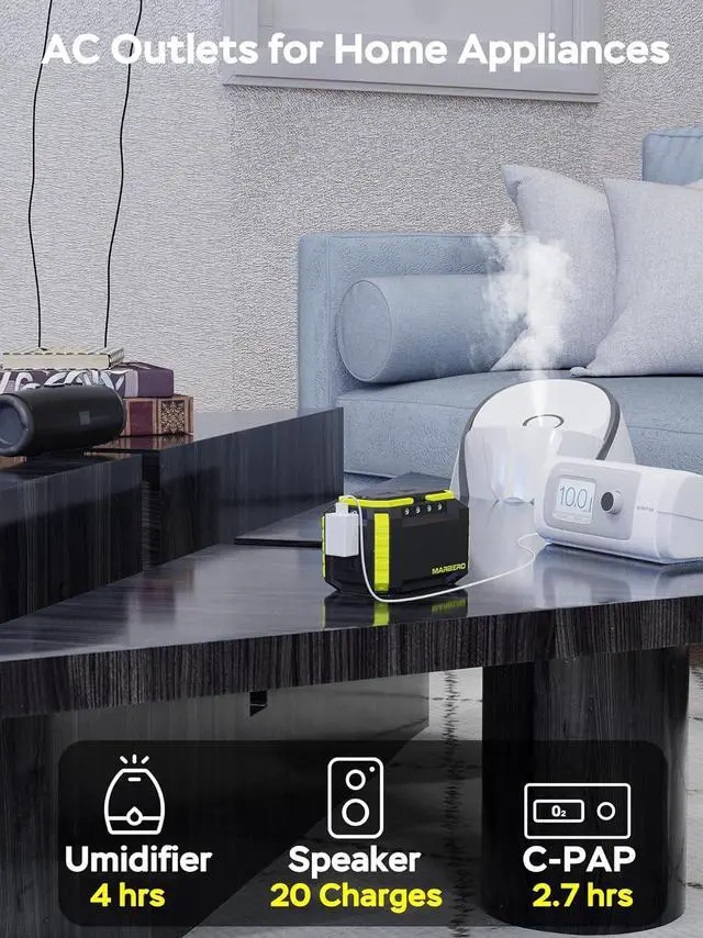 Alt view image 5 of 7 - Portable Power Station 150Wh Camping Solar Generator Laptop Charger Power Bank with AC Outlet 110V 150W Peak with 4*USB, 4*DC Ports, LED Flashlights for CPAP Home Camping Hurricane Emergency