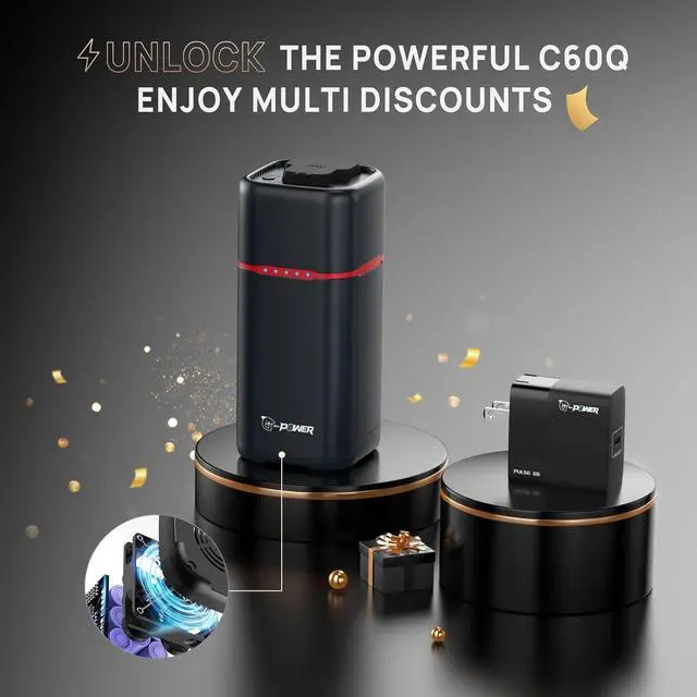 Alt view image 2 of 7 - 20000mAh/74Wh Power Bank with AC Outlet for Laptop,80W(Peak 100W) Laptop Charger,Smartphone Power Bank, 30W Type-C/USB-A Ports,Fast Charging Lightweight Portable Power Station for Home/Travel