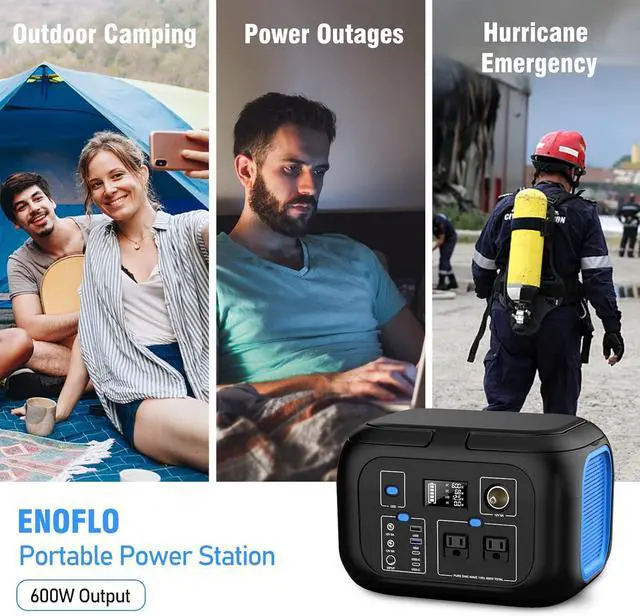 Alt view image 3 of 7 - Portable Power Station 600W Power Bank 296Wh Solar Generator Lithium Battery Portable Generator Fast Charging with LED Light Battery Pack 9 Outputs Power Supply for Home Camping Emergency Backup