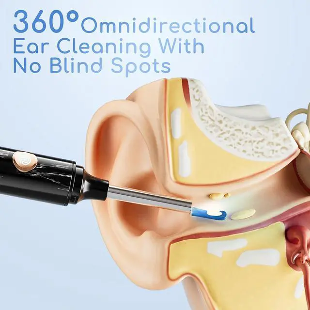 Alt view image 6 of 7 - Electric Ear Irrigation Kit with 4 Pressure Modes, Ear Cleaner with Camera, 1080P Otoscope, Ear Cleaning Tool with 7-Piece Set, Earwax Removal Kit for Daily Cleaning
