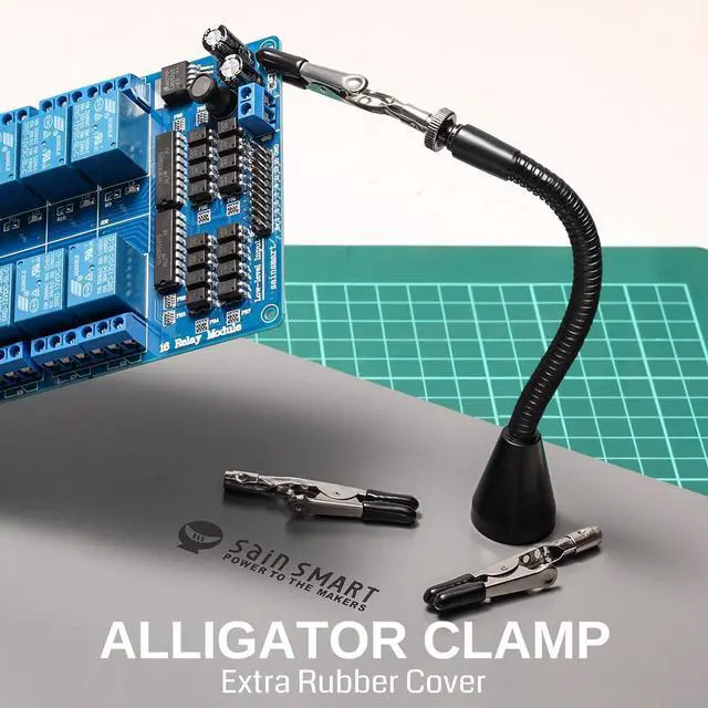 Alt view image 4 of 7 - Magnetic Helping Hands Soldering Station with an 11.1 x 7.1 Inch Larger Base, 5X LED Magnifying Lamp, 4 PCB Circuit Board Holder & 4 Flexible Magnetic Helping Hands