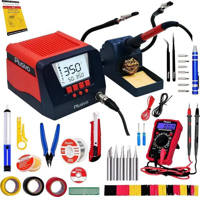 Alt view image 7 of 7 - Soldering Iron and Rework Station Kit 90 W with Wide Digital Display, Helping Hands 5 pcs Interchangeable Tips, Solder Wire, Digital Multimeter °C/ºF Conversion, Standby/Sleep Mode Electronic Repair