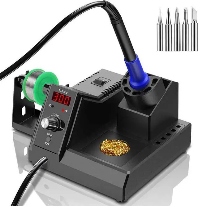 Main image of 110V 80W Digital Soldering Iron Kit with Smart Temperature Control (176°F-896°F), Auto Standby Sleep Solder Station for School Lab, Hobby, Electronics (80W Black)