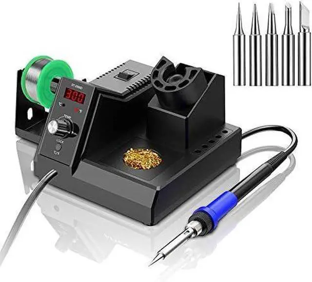Alt view image 2 of 6 - 110V 80W Digital Soldering Iron Kit with Smart Temperature Control (176°F-896°F), Auto Standby Sleep Solder Station for School Lab, Hobby, Electronics (80W Black)