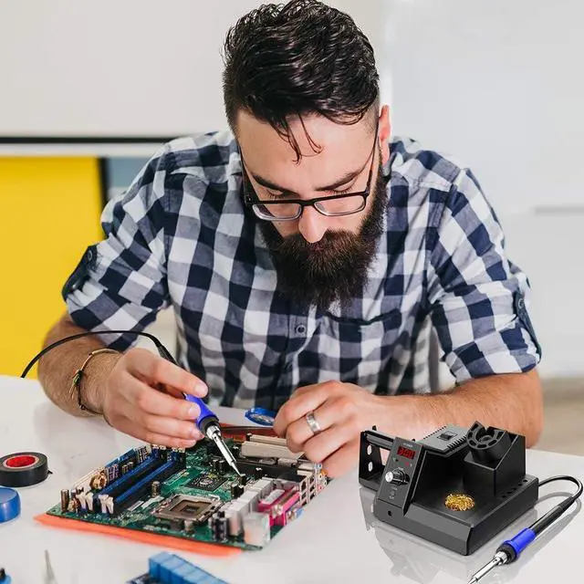 Alt view image 6 of 6 - 110V 80W Digital Soldering Iron Kit with Smart Temperature Control (176°F-896°F), Auto Standby Sleep Solder Station for School Lab, Hobby, Electronics (80W Black)