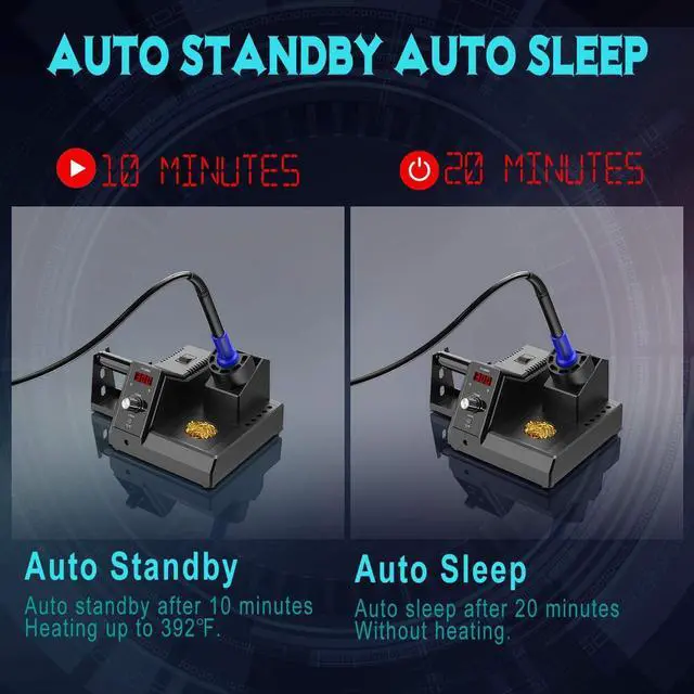 Alt view image 4 of 6 - 110V 80W Digital Soldering Iron Kit with Smart Temperature Control (176°F-896°F), Auto Standby Sleep Solder Station for School Lab, Hobby, Electronics (80W Black)