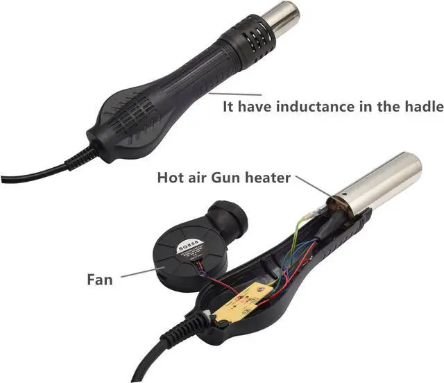 Alt view image 5 of 7 - 8586 110V Solder Station, 2 in 1 Digital Display SMD Hot Air Rework Station and Soldering Iron, 12pcs Different Soldering Tips, Tweezers,Desoldering Pump,700W 480