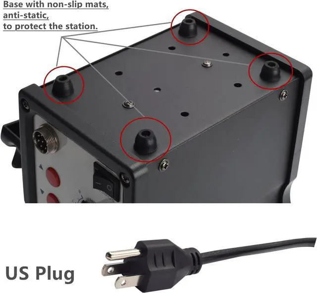 Alt view image 4 of 7 - 8586 110V Solder Station, 2 in 1 Digital Display SMD Hot Air Rework Station and Soldering Iron, 12pcs Different Soldering Tips, Tweezers,Desoldering Pump,700W 480