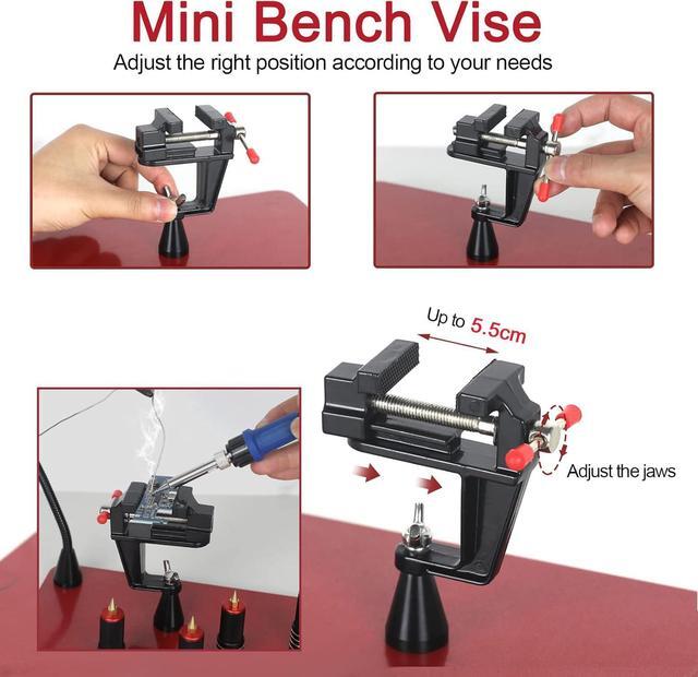 Alt view image 3 of 7 - Soldering Helping Hands Magnetic Third Holder Tool with Large Adjust Light Magnifier Lamp,4 Stand Pillars, PCB Clamp,4 Solder Arms for Electronics Jewelry Crafts Model Repair, Waterproof Base