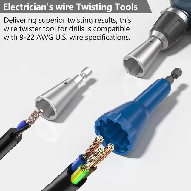 Alt view image 4 of 7 - Wire Stripper for Drill, 2025 Electric Wire Stripping and Twisting Tool for AWG 14-12-10-8-6 Gauge, Professional Electrician Wire Stripper Cutter Tool for Power Drill, Cable Stripping and Connector