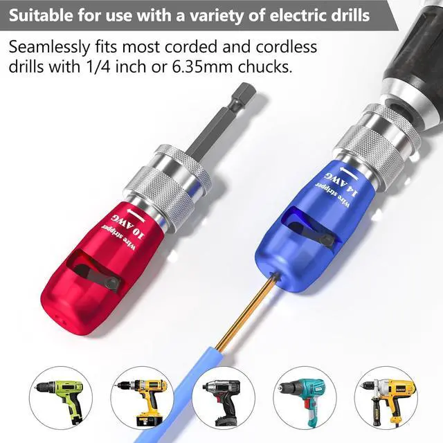 Alt view image 5 of 7 - Wire Stripper for Drill, 2025 Electric Wire Stripping and Twisting Tool for AWG 14-12-10-8-6 Gauge, Professional Electrician Wire Stripper Cutter Tool for Power Drill, Cable Stripping and Connector