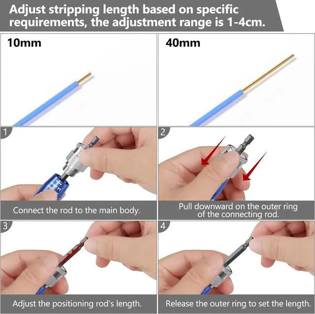 Alt view image 7 of 7 - Wire Stripper for Drill, 2025 Electric Wire Stripping and Twisting Tool for AWG 14-12-10-8-6 Gauge, Professional Electrician Wire Stripper Cutter Tool for Power Drill, Cable Stripping and Connector